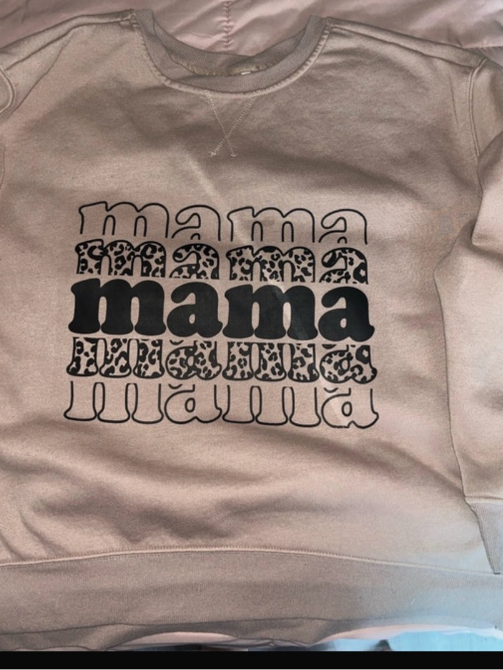 No Boundaries Beige Sweatshirt with Black 'mama' Graphic